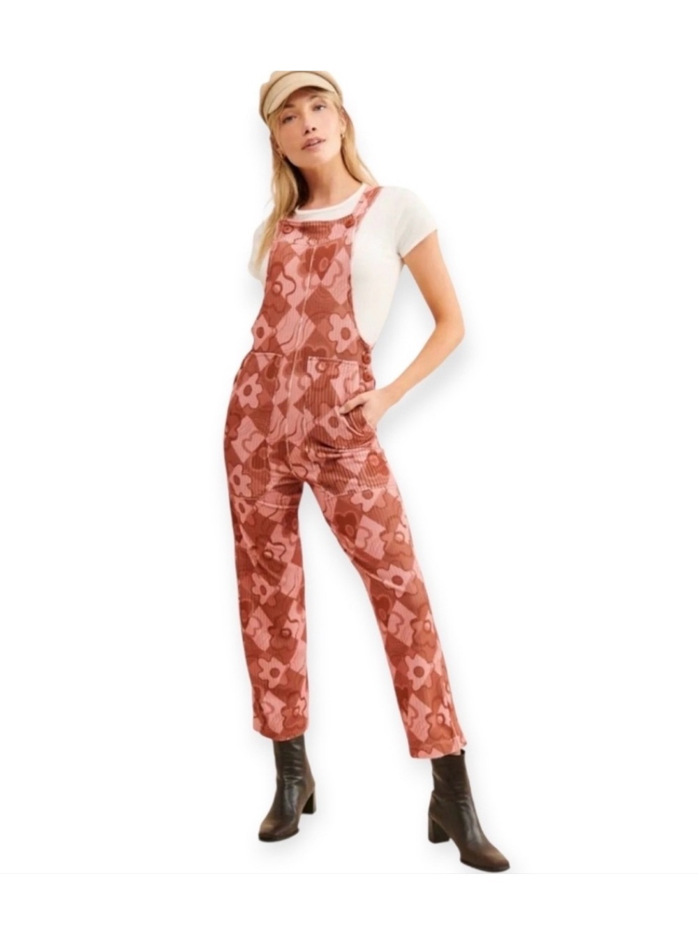 Floral Pink Retro Overalls/jumpsuit